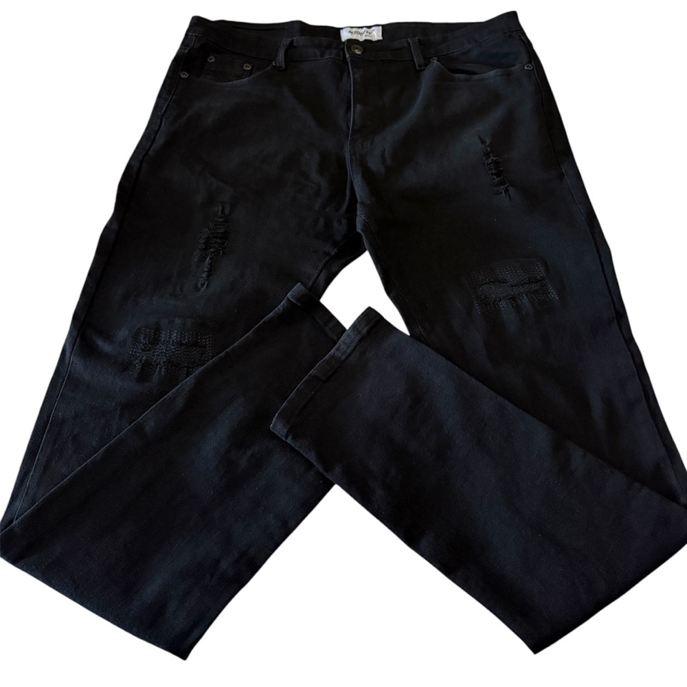 M Society Men’s Stretch Black Denim Torn Distressed Jeans Pant, Size 40x…